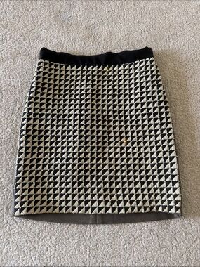 3.1 Phillip Lim Black and Cream Geometric Knit Pencil Skirt With Rhinestones 4